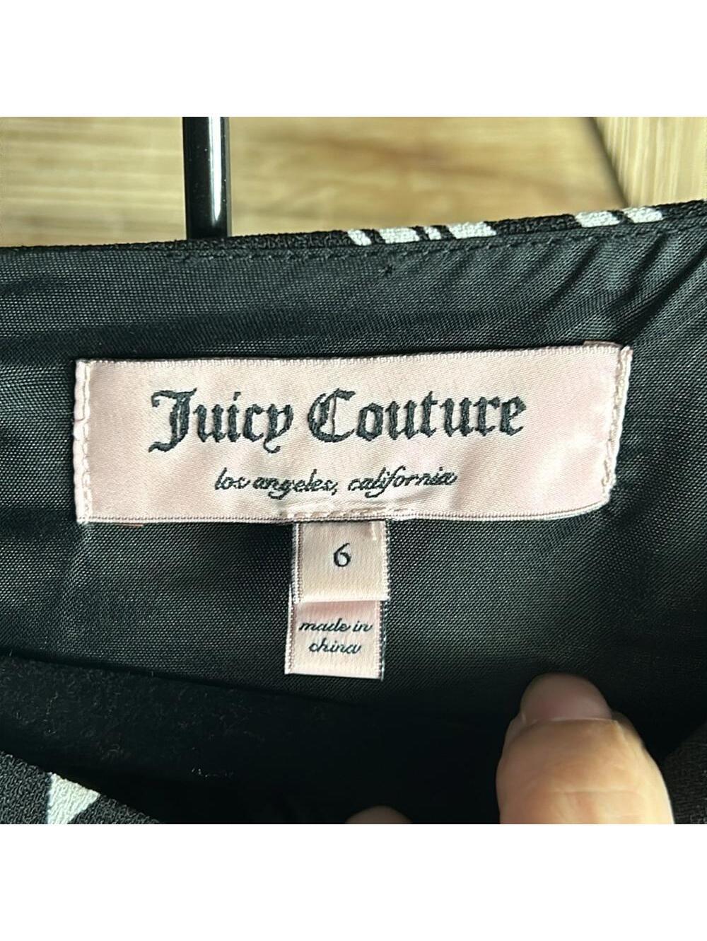 Juicy Couture Womens Retro Size 6 Black White Floral 3/4 Sleeve Mod Mini Dress - Picture 4 of 5